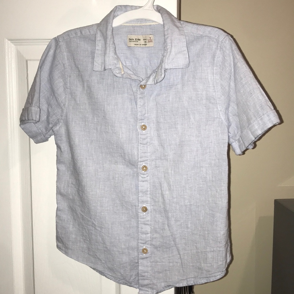 Boys collared button down shirt with cuffed sleeve